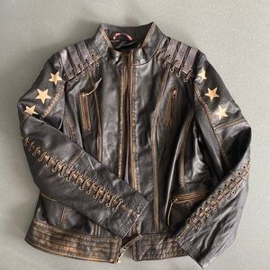 Wilson leather retro jacket with stars! EUC